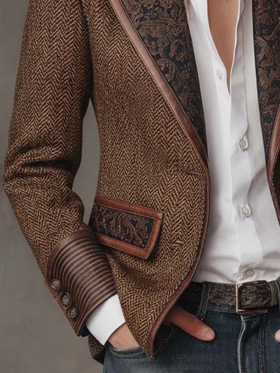 Hollis | Blazer de Espiga con Panel de Contraste