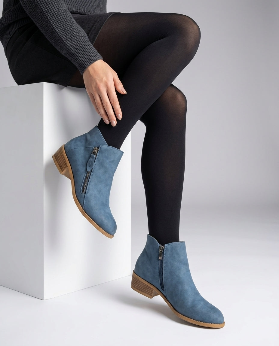 Belén | Botines de Tacón Bajo con Cremallera