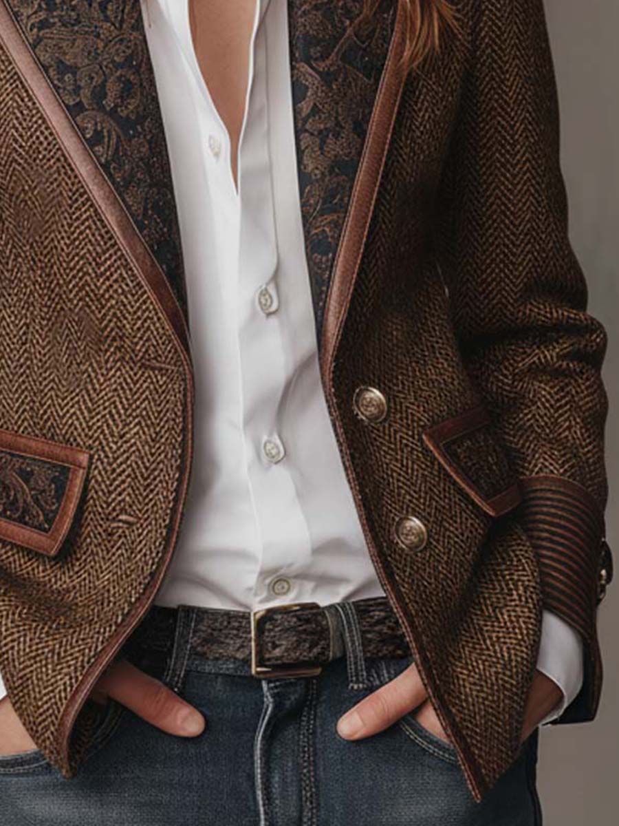 Hollis | Blazer de Espiga con Panel de Contraste