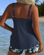 Carla | Traje de Baño de Rayas con Short de Playa