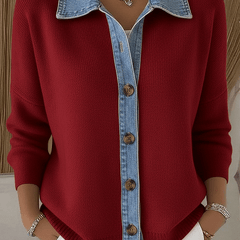 Valeria | Cárdigan Punto Detalle Denim - Isabel de Sevilla