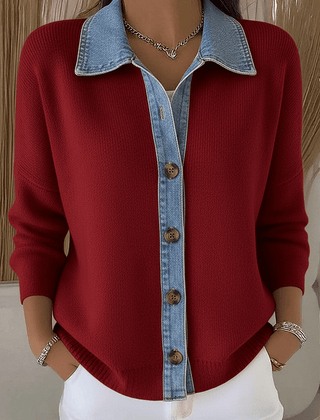 Valeria | Cárdigan Punto Detalle Denim - Isabel de Sevilla