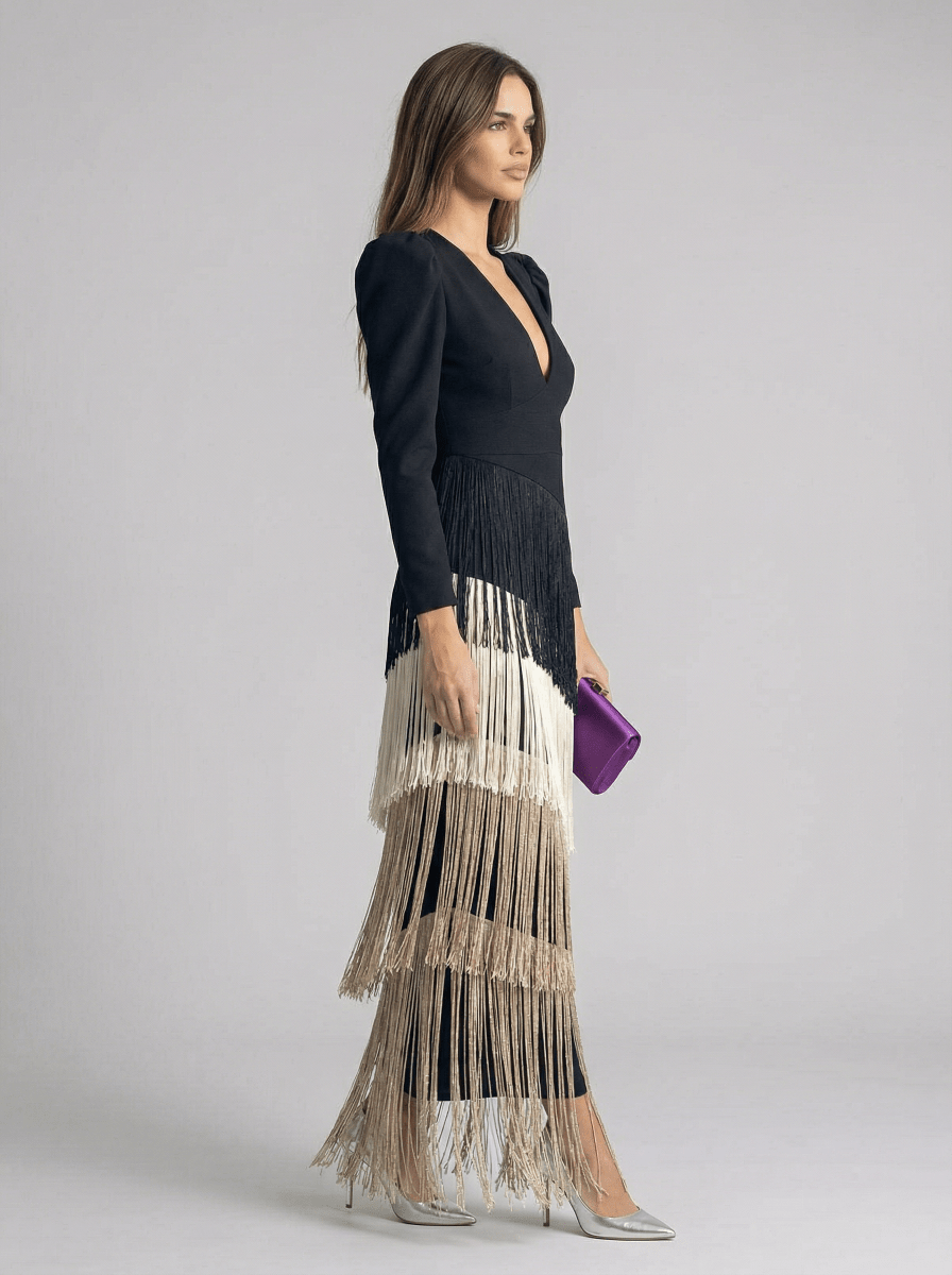 Salvia | Vestido Flecos - Isabel de Sevilla