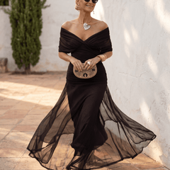 Vestido maxi elegante para fiesta con escote en corazón - Isabel de Sevilla