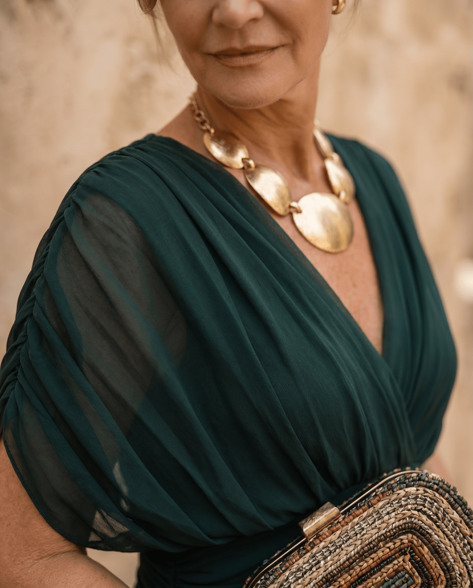 Vestido maxi elegante para fiesta con escote en corazón - Isabel de Sevilla