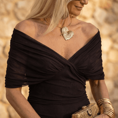 Vestido maxi elegante para fiesta con escote en corazón - Isabel de Sevilla