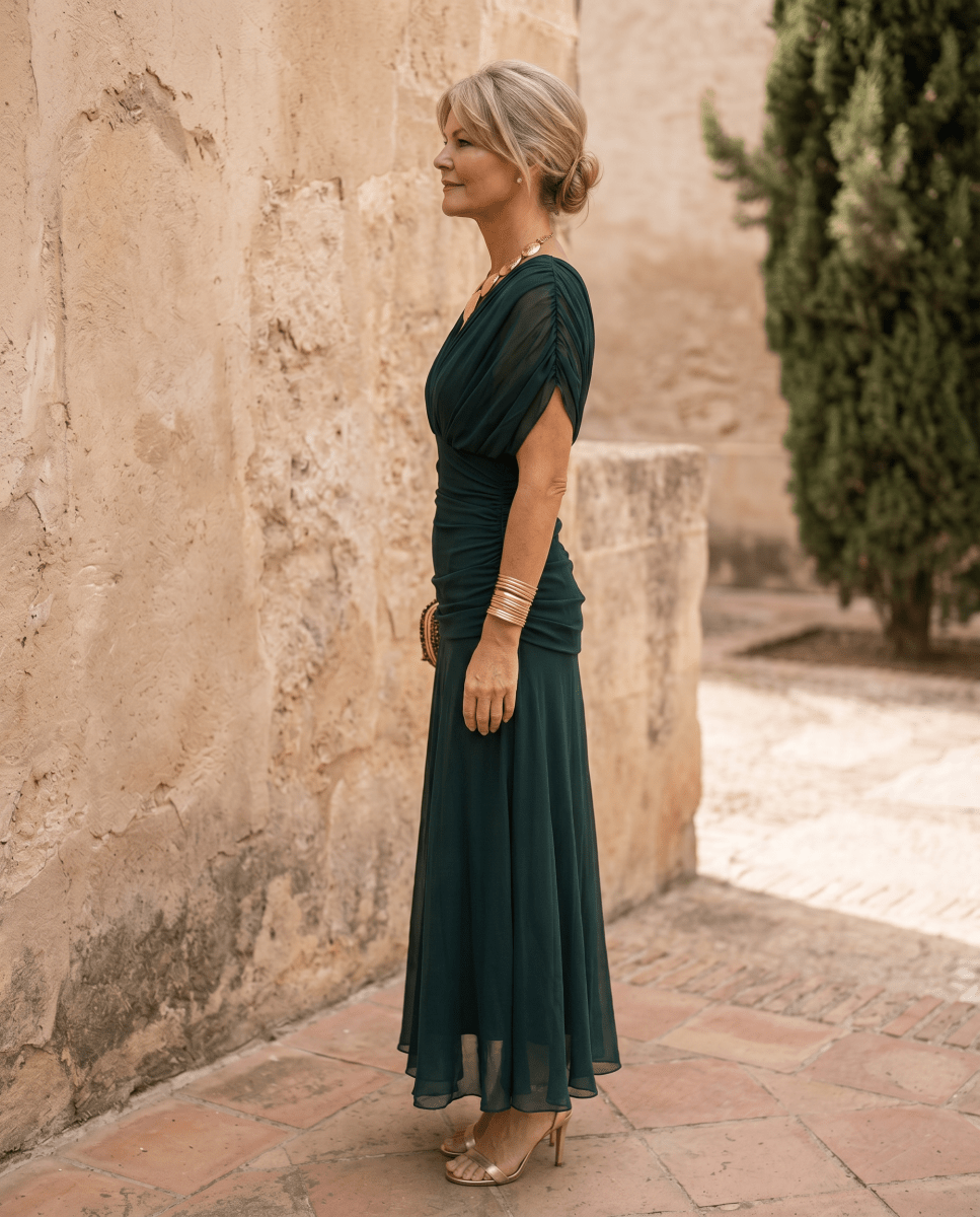 Vestido maxi elegante para fiesta con escote en corazón - Isabel de Sevilla