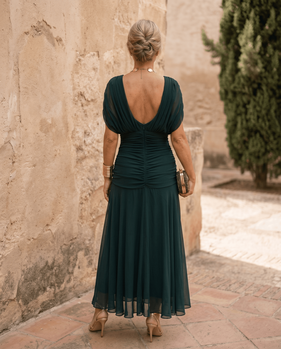 Vestido maxi elegante para fiesta con escote en corazón - Isabel de Sevilla