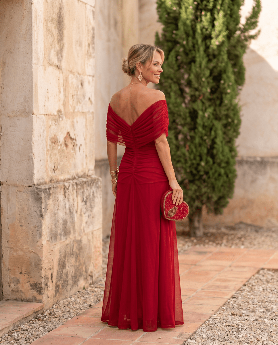 Vestido maxi elegante para fiesta con escote en corazón - Isabel de Sevilla