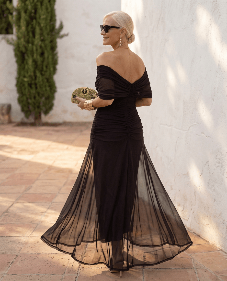 Vestido maxi elegante para fiesta con escote en corazón - Isabel de Sevilla