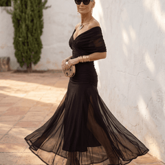 Vestido maxi elegante para fiesta con escote en corazón - Isabel de Sevilla
