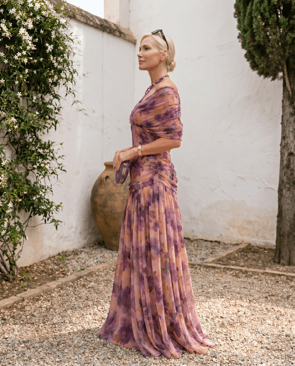 Vestido maxi elegante para fiesta con escote en corazón - Isabel de Sevilla