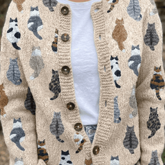 Beatriz | Cárdigan Acogedor con Estampado de Gato - Isabel de Sevilla