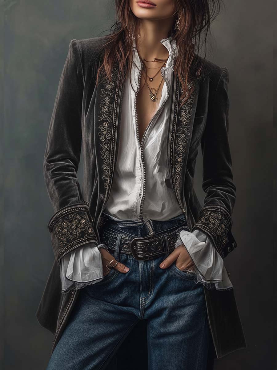 Gabrielle | Chaqueta Larga Bordada
