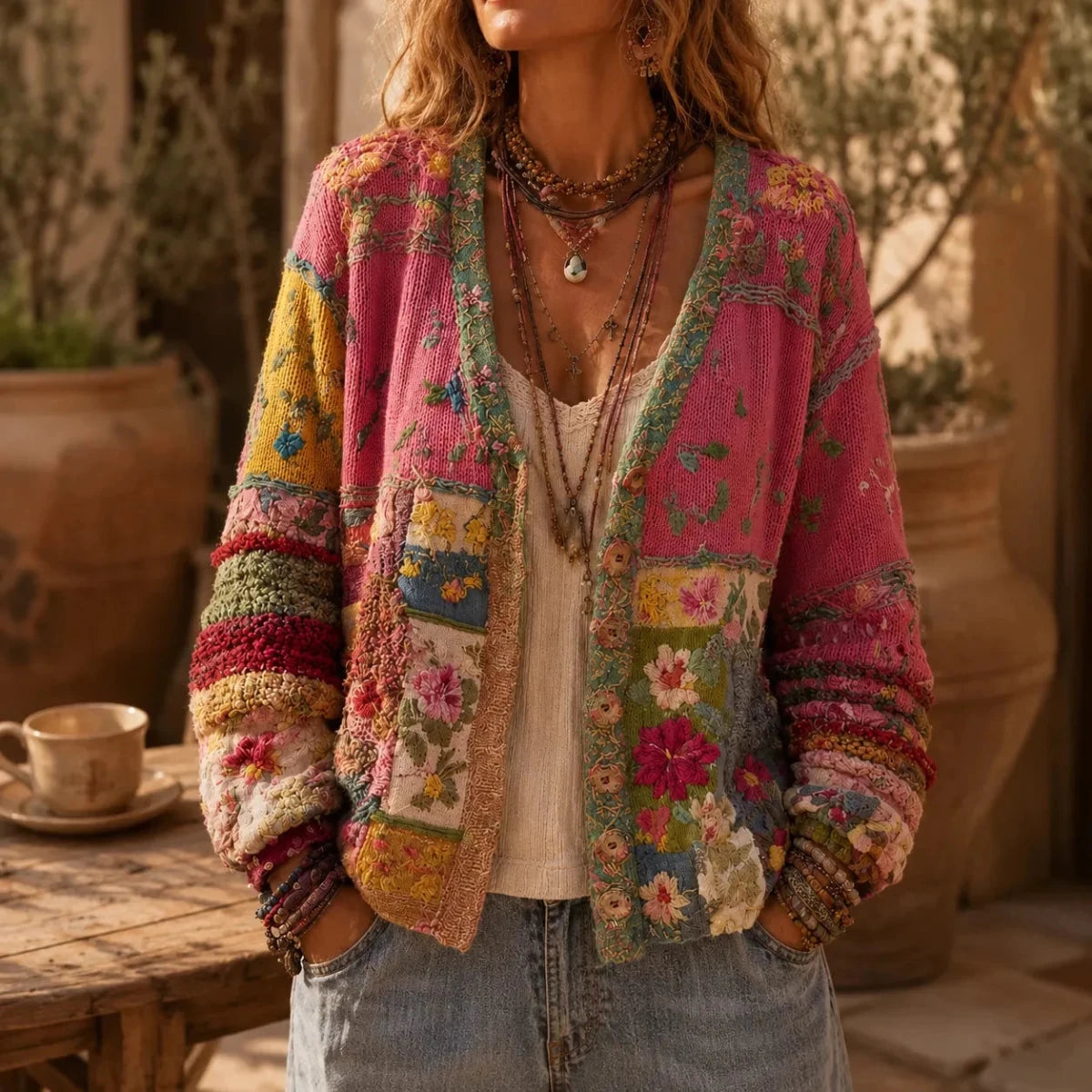 Guadalupe | Cárdigan Bohemio de Patchwork Bordado - Isabel de Sevilla