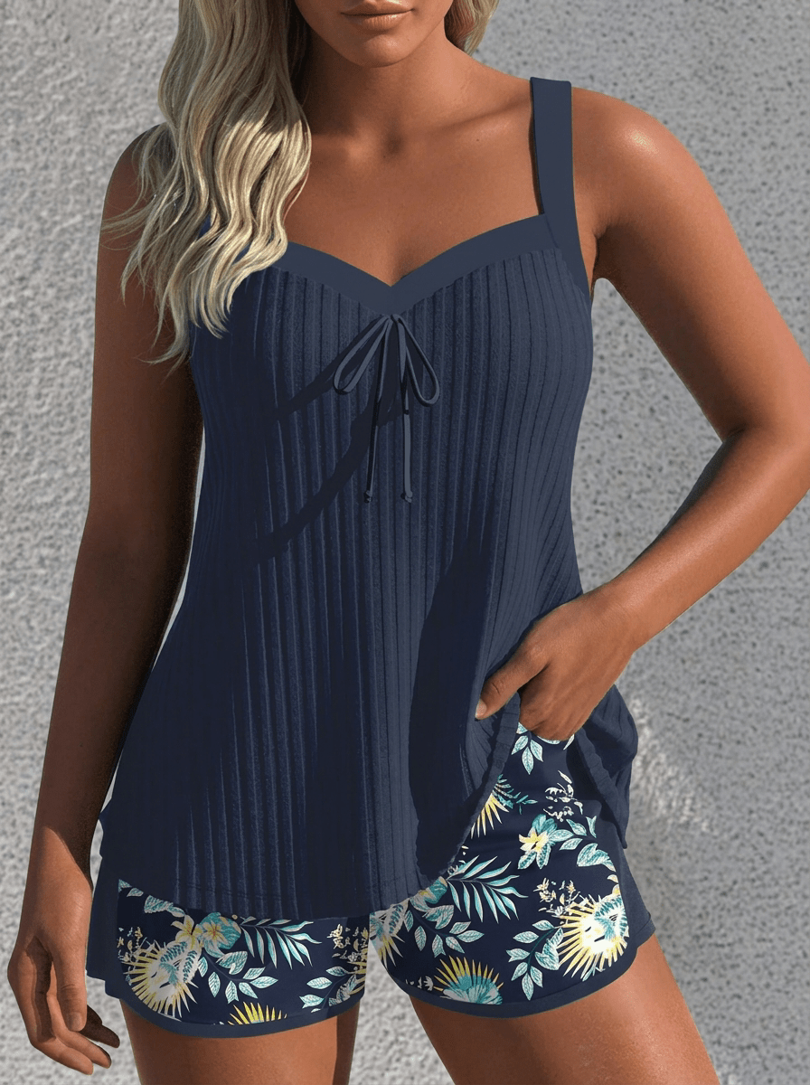 Carla | Traje de Baño de Rayas con Short de Playa - Isabel de Sevilla