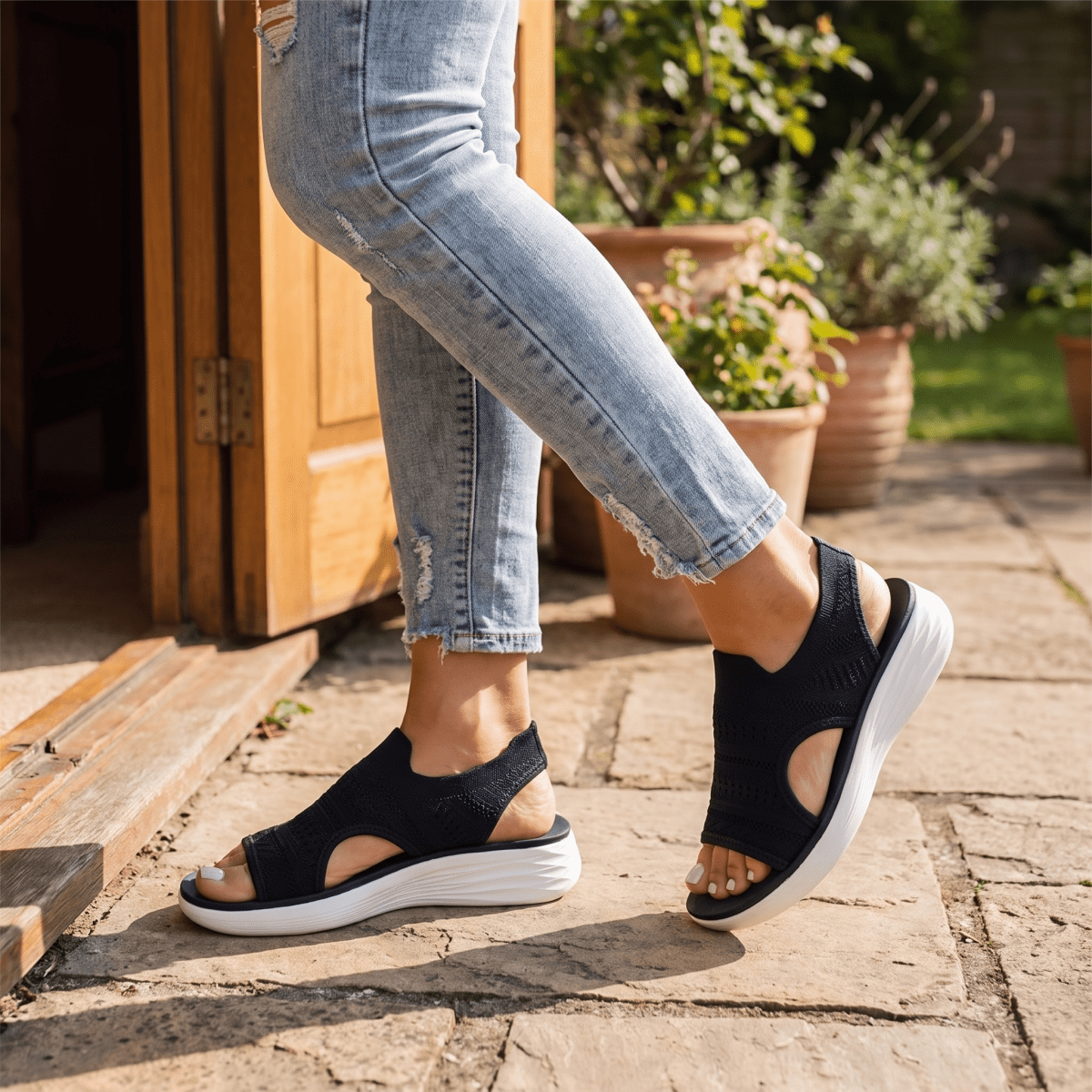 Paloma | Sandalias de Punto Transpirable con Plataforma - Isabel de Sevilla