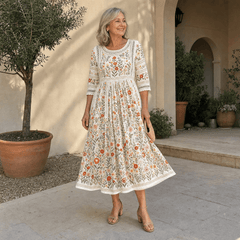 Irene | Vestido midi con estampado de flores silvestres - Isabel de Sevilla