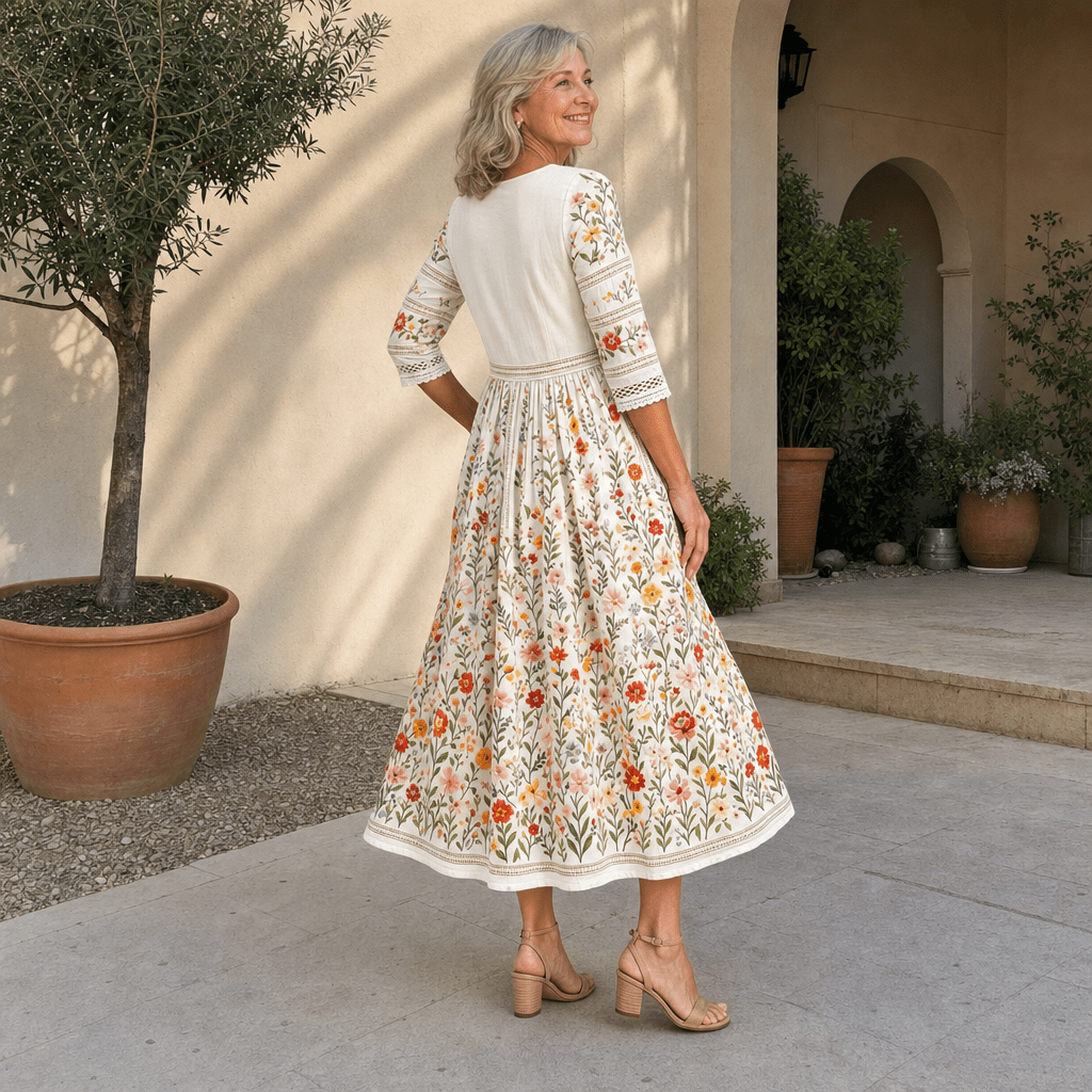 Irene | Vestido midi con estampado de flores silvestres - Isabel de Sevilla