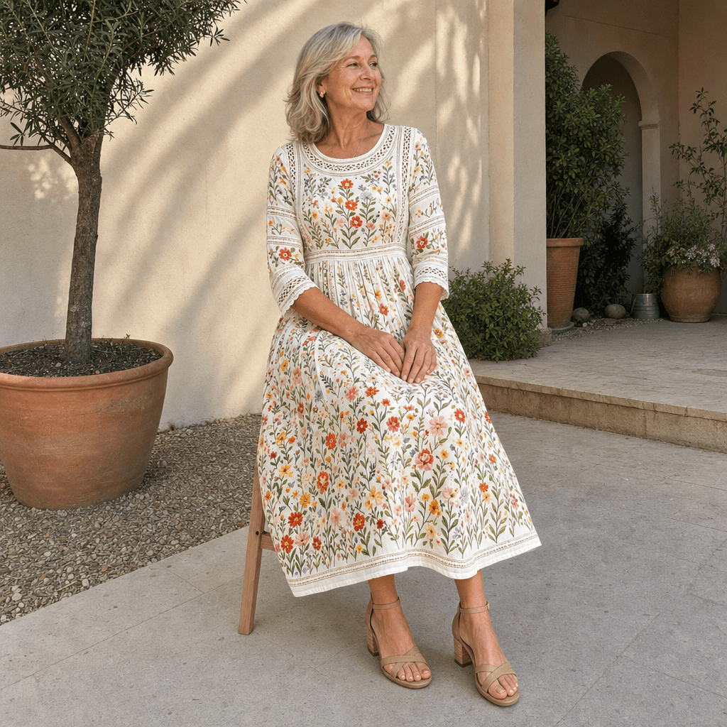 Irene | Vestido midi con estampado de flores silvestres - Isabel de Sevilla