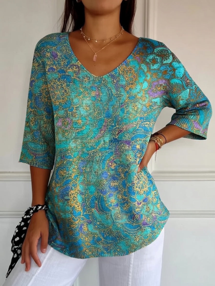 Belen | Blusa holgada y elegante con un estampado refinado