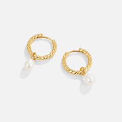 Pendientes de Aro Layla Pearl Twist (15 mm) - Isabel de Sevilla