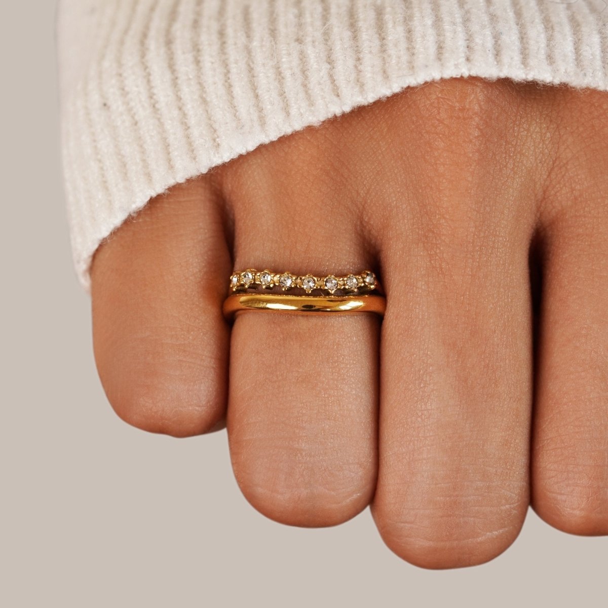 Anillo Multicapa Marissa White Crystal - Isabel de Sevilla