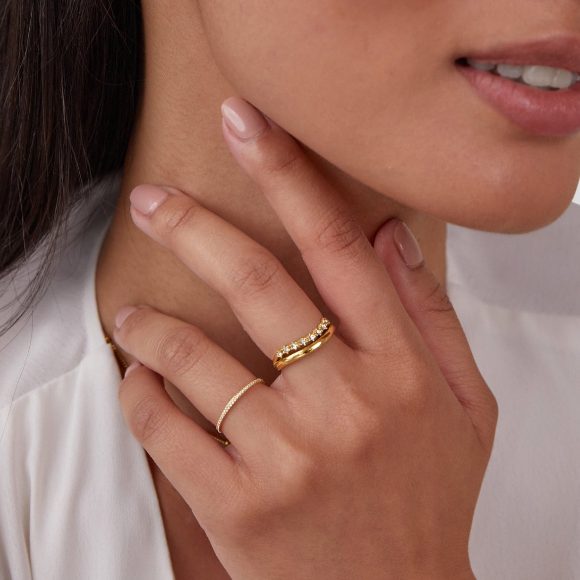 Anillo Multicapa Marissa White Crystal - Isabel de Sevilla