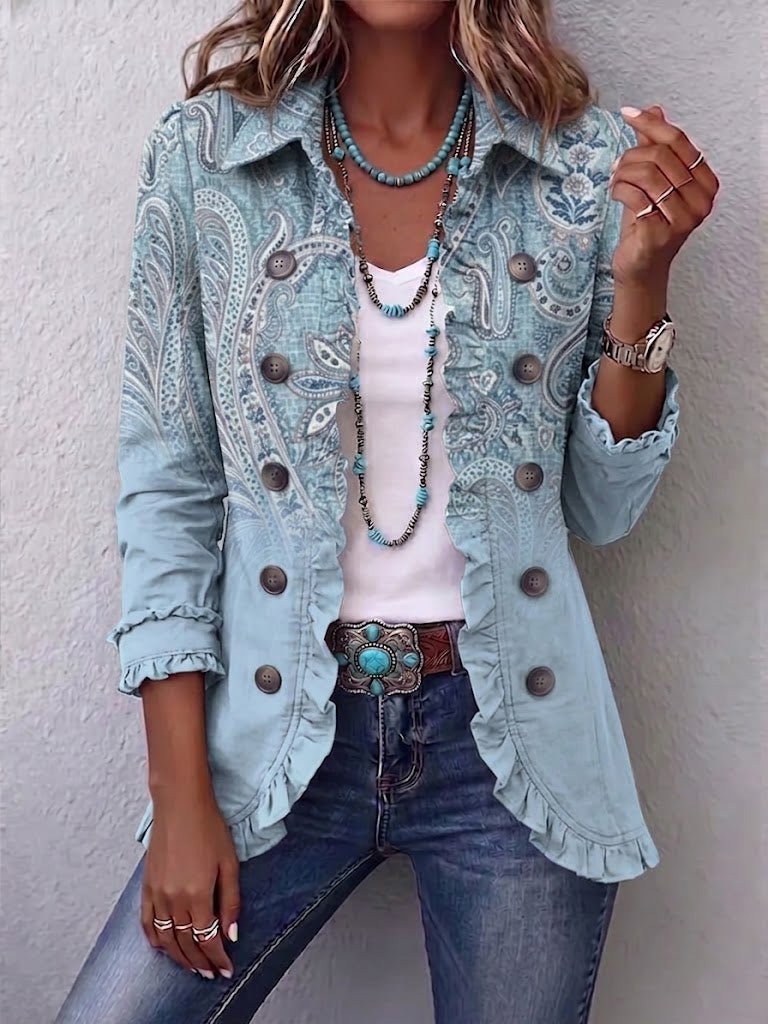Irene | Chaqueta con volantes de estampado paisley vintage - Isabel de Sevilla