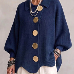 Valeria | Chaqueta Punto Holgada con Botones XL y Bajo Ondulado - Isabel de Sevilla
