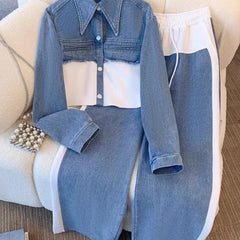 Eugenia | Conjunto de chaqueta corta y pantalones de pierna ancha en bloques de color - Isabel de Sevilla