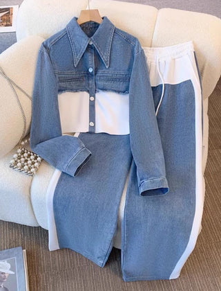 Eugenia | Conjunto de chaqueta corta y pantalones de pierna ancha en bloques de color - Isabel de Sevilla