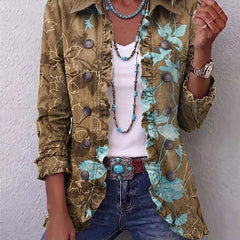 Guadalupe | Chaqueta vintage con volantes y estampado floral degradado bohemio - Isabel de Sevilla