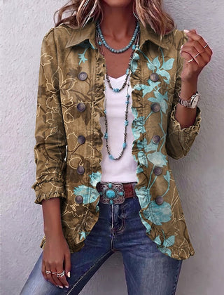 Guadalupe | Chaqueta vintage con volantes y estampado floral degradado bohemio - Isabel de Sevilla