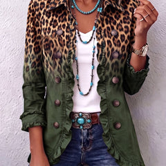 Rosa | Chaqueta blazer con volantes en degradado de leopardo - Isabel de Sevilla