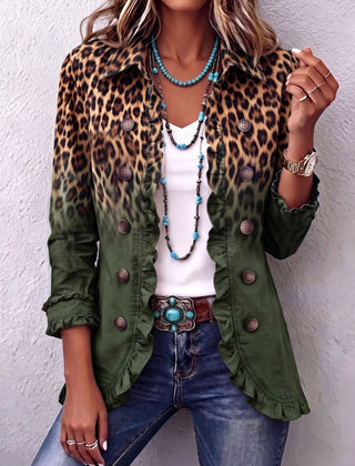 Rosa | Chaqueta blazer con volantes en degradado de leopardo - Isabel de Sevilla