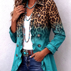 Rosa | Chaqueta blazer con volantes en degradado de leopardo - Isabel de Sevilla