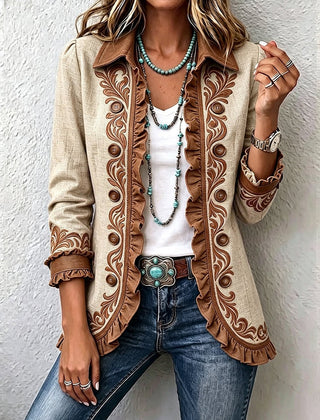 Blanca | Chaqueta vintage bohemia con volantes florales - Isabel de Sevilla