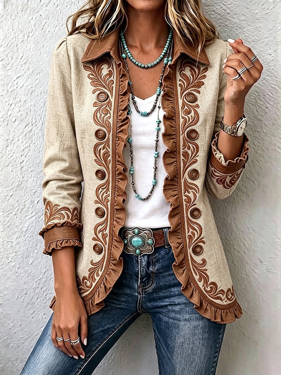 Blanca | Chaqueta vintage bohemia con volantes florales - Isabel de Sevilla
