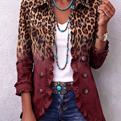 Rosa | Chaqueta blazer con volantes en degradado de leopardo - Isabel de Sevilla