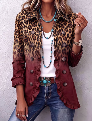 Rosa | Chaqueta blazer con volantes en degradado de leopardo - Isabel de Sevilla