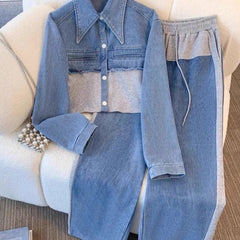 Eugenia | Conjunto de chaqueta corta y pantalones de pierna ancha en bloques de color - Isabel de Sevilla