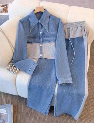 Eugenia | Conjunto de chaqueta corta y pantalones de pierna ancha en bloques de color - Isabel de Sevilla