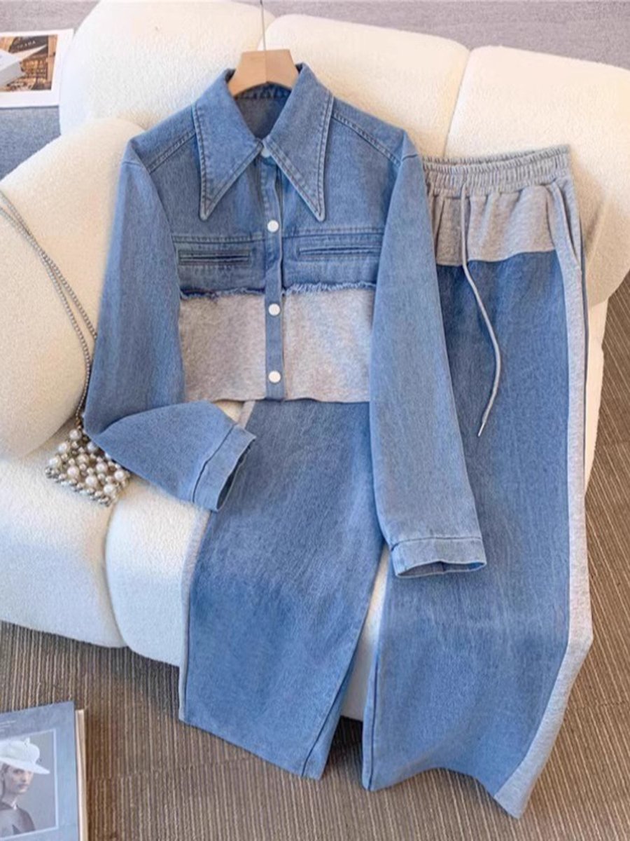 Eugenia | Conjunto de chaqueta corta y pantalones de pierna ancha en bloques de color - Isabel de Sevilla