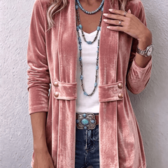 Leonor | Chaqueta abierta de manga larga con botón vintage en la solapa - Isabel de Sevilla