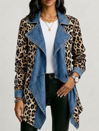 Alba | Chaqueta de media longitud con paneles de mezclilla y estampado de leopardo - Isabel de Sevilla