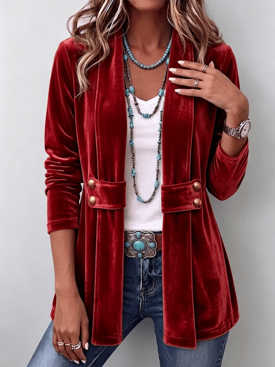 Leonor | Chaqueta abierta de manga larga con botón vintage en la solapa - Isabel de Sevilla