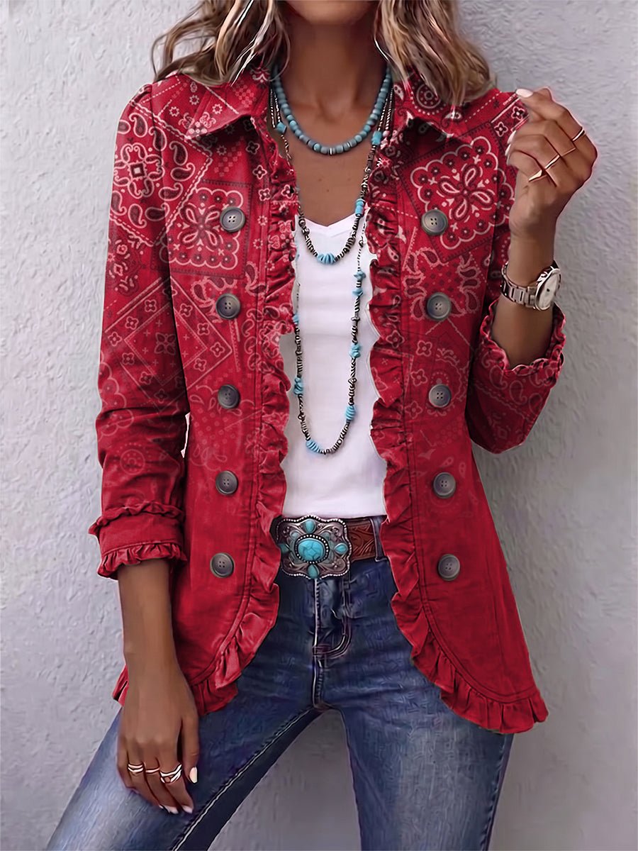 Nieves | Chaqueta con volantes y estampado paisley degradado bohemio - Isabel de Sevilla