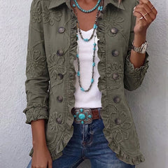 Ángela | Chaqueta utilitaria con bordados florales y volantes bohemios - Isabel de Sevilla
