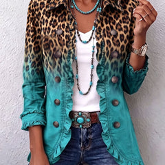 Rosa | Chaqueta blazer con volantes en degradado de leopardo - Isabel de Sevilla